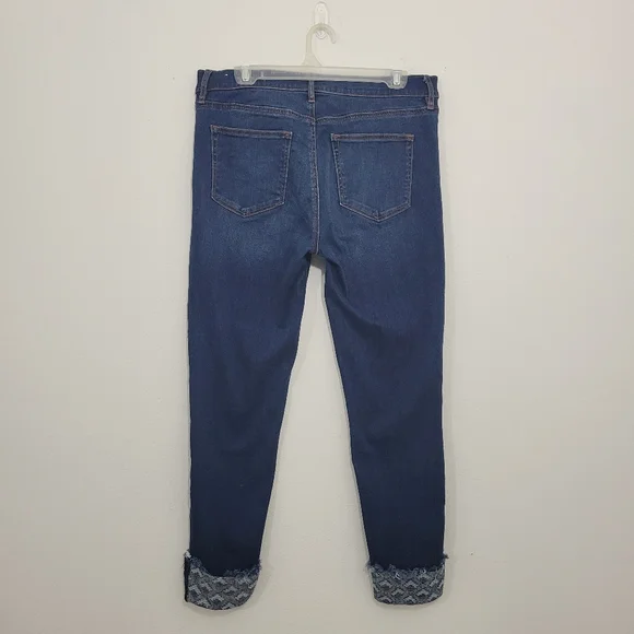 LOFT Ann Taylor Modern Skinny Embroidered Cuff Jeans 10/30 - Picture 3 of 6